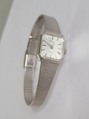 Vintage Timex T-Cell Women's Quartz Elegant Silver Octagon Mesh Bracelet Watch